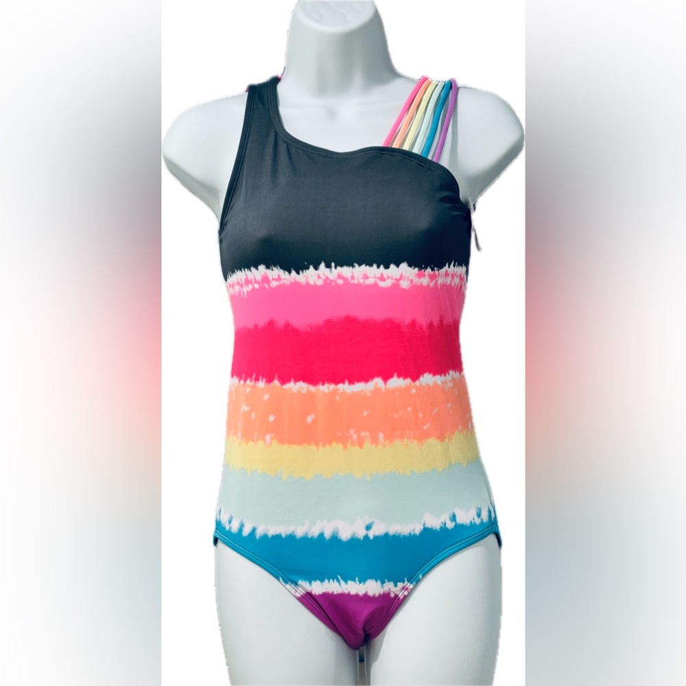 Justice Girl’s One-Piece Swimsuit with Rainbow Spaghetti Straps